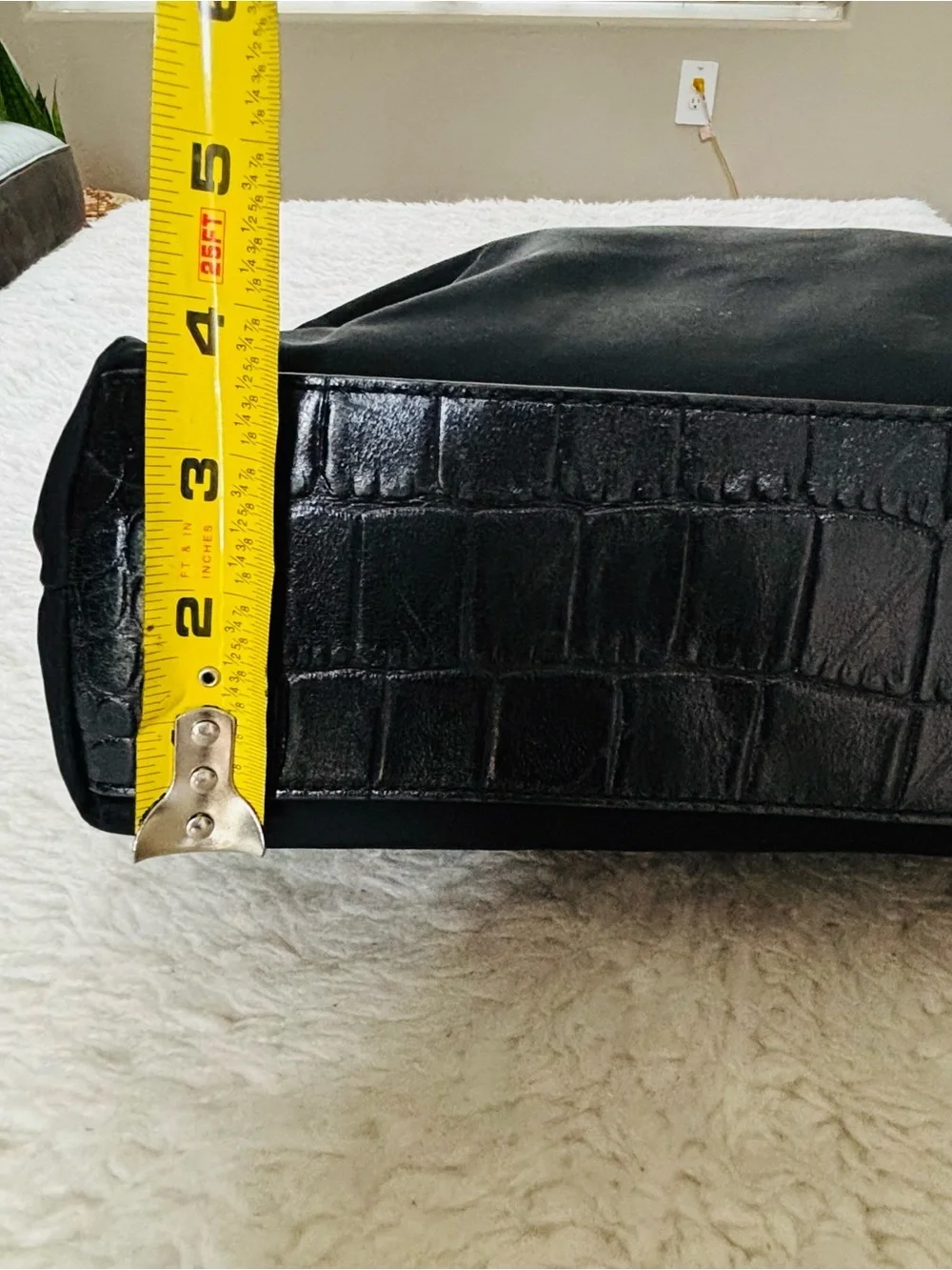 Michael Kors Black Tote with Croc-Trim Flap and Logo Lock